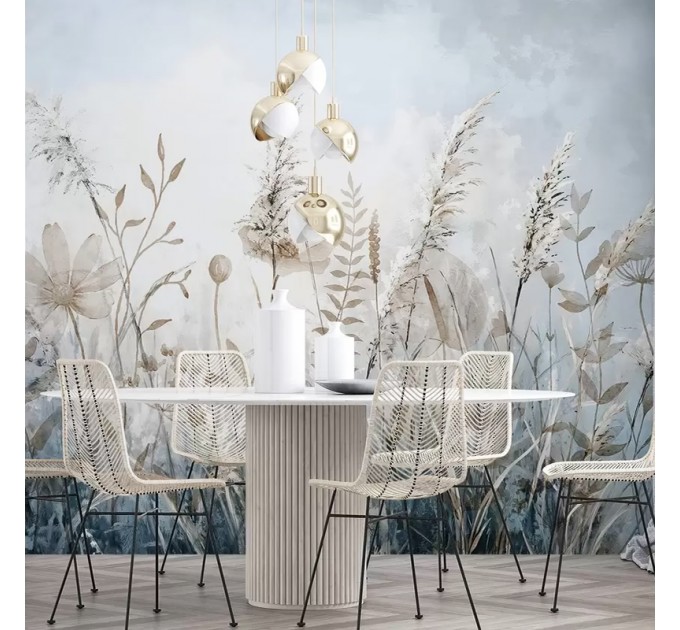 Large botanical wall mural Wild field wallpaper