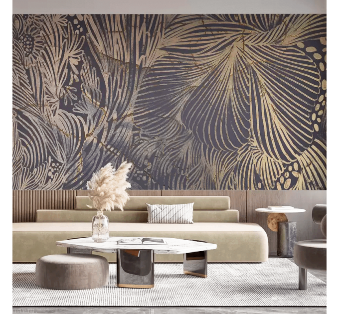 Abstract modern wallpaper, dark mural with lines and strokes
