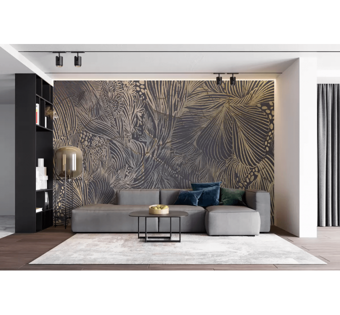 Abstract modern wallpaper, dark mural with lines and strokes