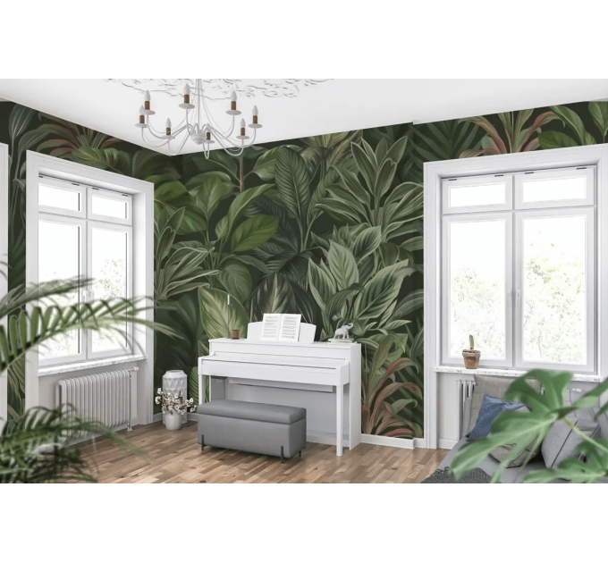 Moody botanical wallpaper tropical plants and leaves