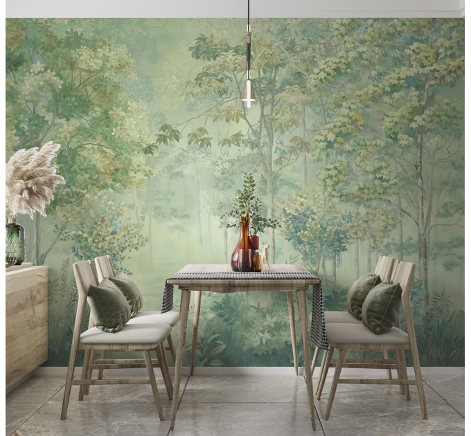 Green forest wallpaper mural Peel and stick accent wall
