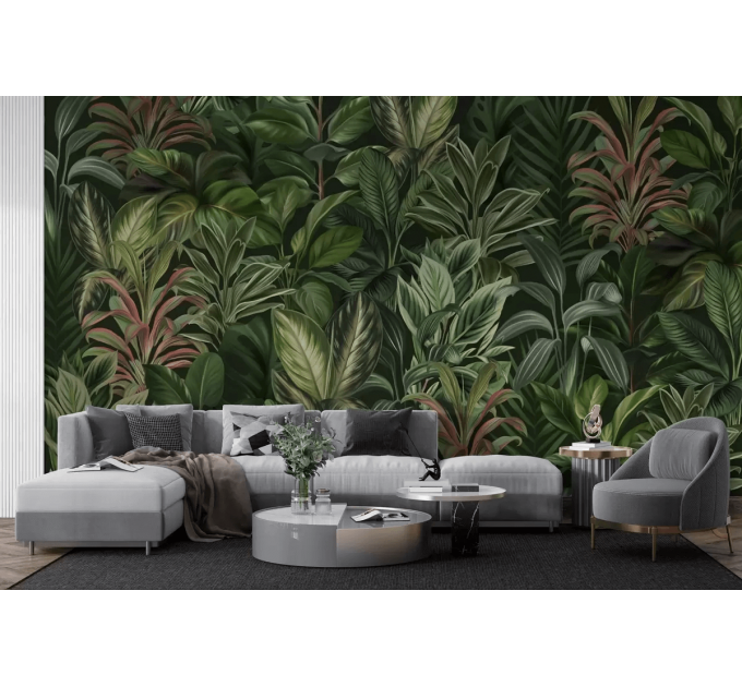 Moody botanical wallpaper tropical plants and leaves