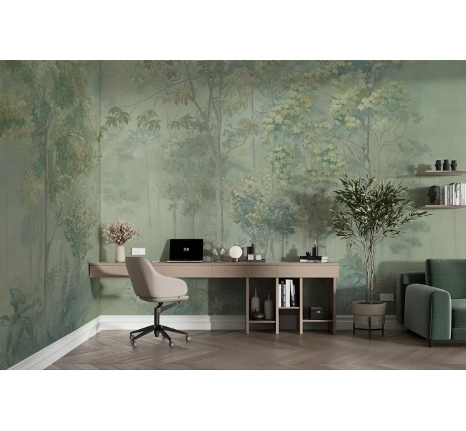 Green forest wallpaper mural Peel and stick accent wall