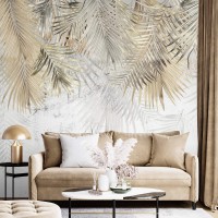 Tropical leaves wallpaper mural Large palm leaves