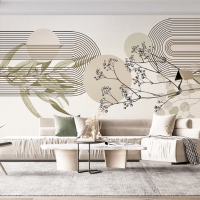 Botanical wallpaper mural large leaves Accent wall