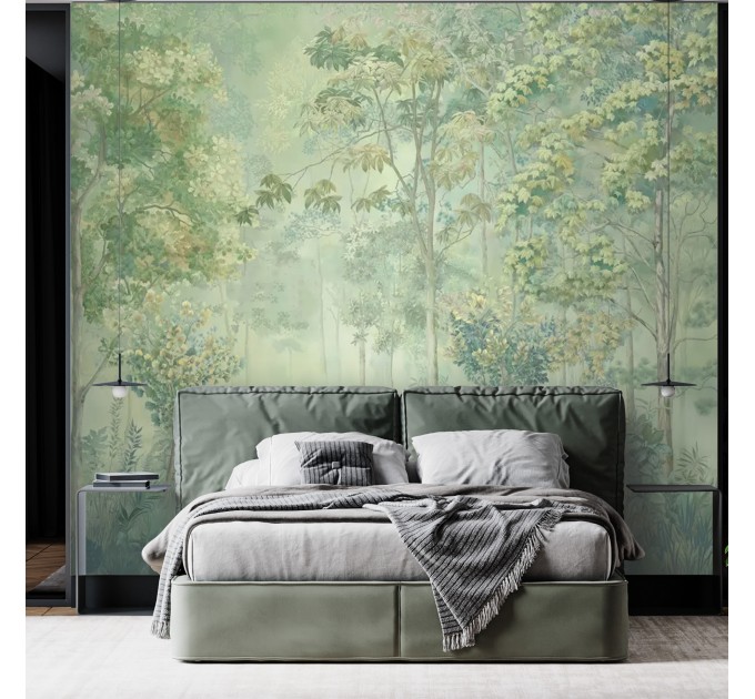 Green forest wallpaper mural Peel and stick accent wall