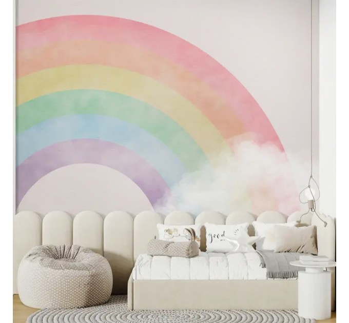 Girls nursery wallpaper rainbows for baby girl room