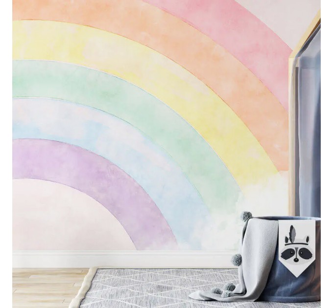 Girls nursery wallpaper rainbows for baby girl room