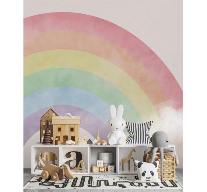 Girls nursery wallpaper rainbows for baby girl room
