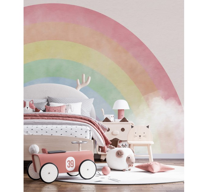 Girls nursery wallpaper rainbows for baby girl room