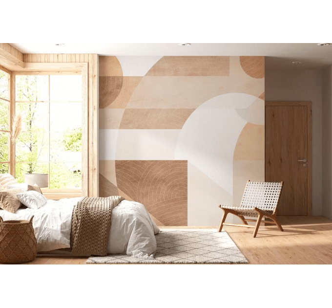 Geometric abstract beige wallpaper Modern wall mural