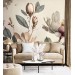 Blooming magnolia branch wall mural Floral wallpaper