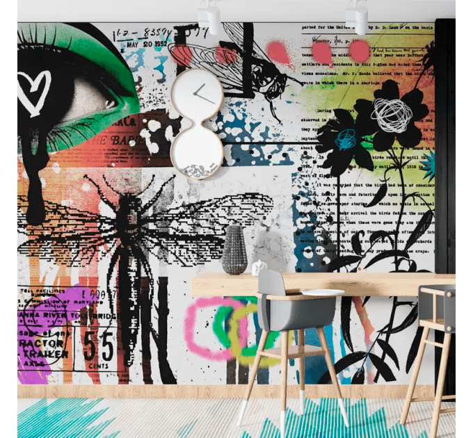 Colorful graffiti mural Funky street art wallpaper teenage