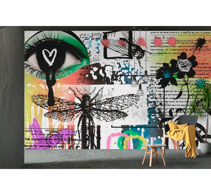 Colorful graffiti mural Funky street art wallpaper teenage
