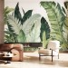 Large leaves botanical mural Peel and stick accent wallpaper