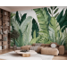 Large leaves botanical mural Peel and stick accent wallpaper
