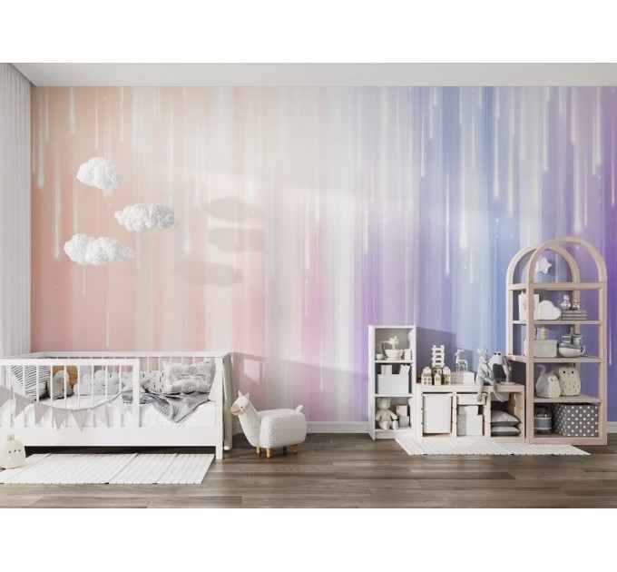 Rainbow wallpaper kids Girls nursery, accent wall mural