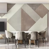 Abstract geometric wallpaper beige accent wall mural