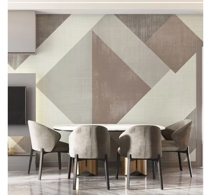 Abstract geometric wallpaper beige accent wall mural