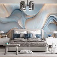 Abstract light blue waves wallpaper large wall mural