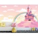 Girls room castle wall mural with rainbow