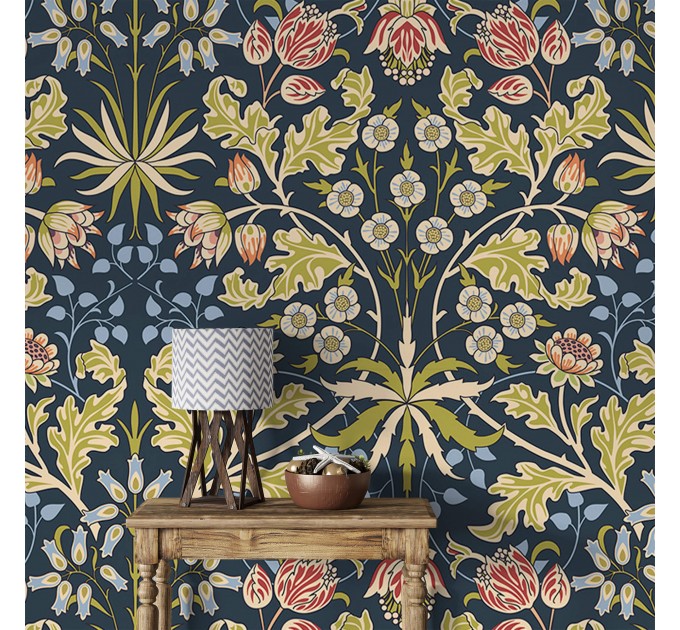Vintage dark floral wallpaper botanical