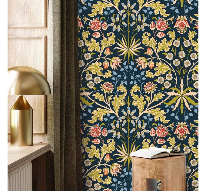 Vintage dark floral wallpaper botanical