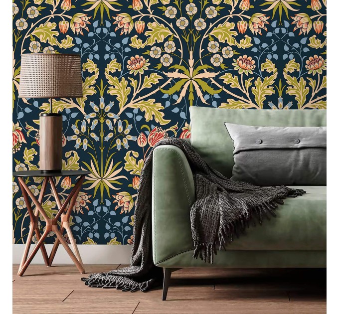 Vintage dark floral wallpaper botanical