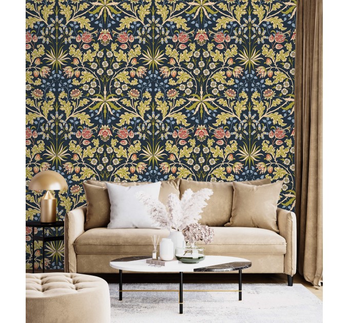 Vintage dark floral wallpaper botanical