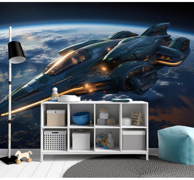 Spaceship wall mural Kids wallpaper space