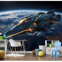 Spaceship wall mural Kids wallpaper space