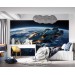 Spaceship wall mural Kids wallpaper space