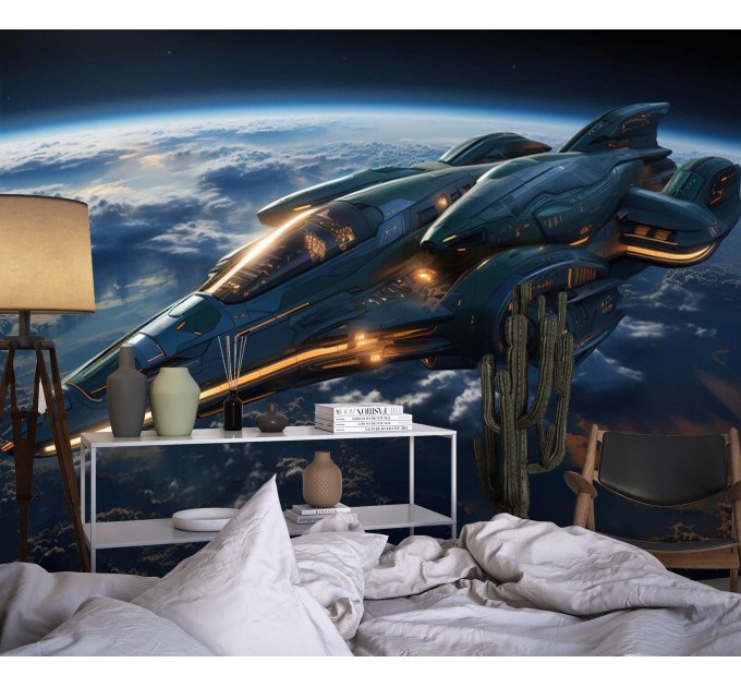 Spaceship wall mural Kids wallpaper space