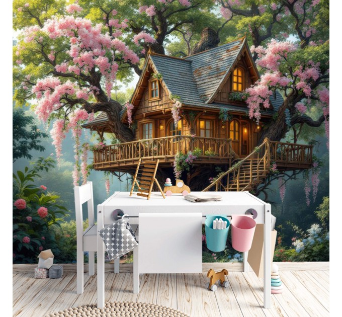 Tree house wall mural for kids Beautiful tree wallpaper