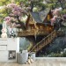 Tree house wall mural for kids Beautiful tree wallpaper