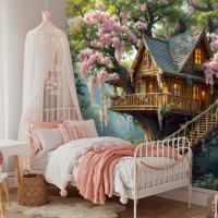 Tree house wall mural for kids Beautiful tree wallpaper