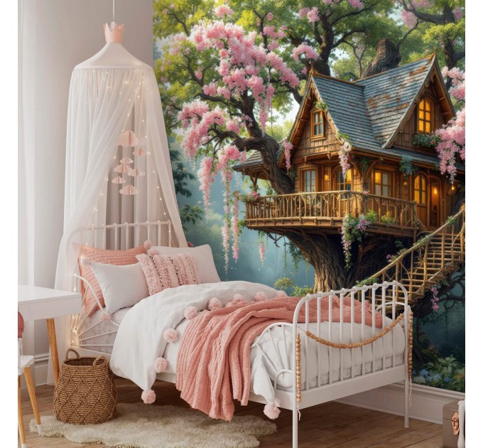 Tree house wall mural for kids Beautiful tree wallpaper