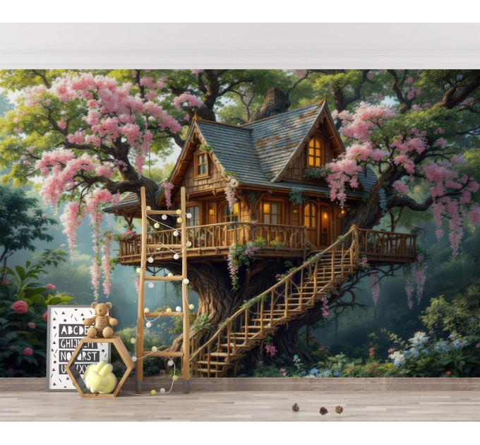 Tree house wall mural for kids Beautiful tree wallpaper