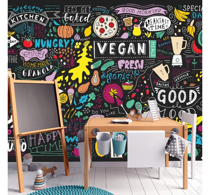 Kitchen wall mural, Food wallpaper