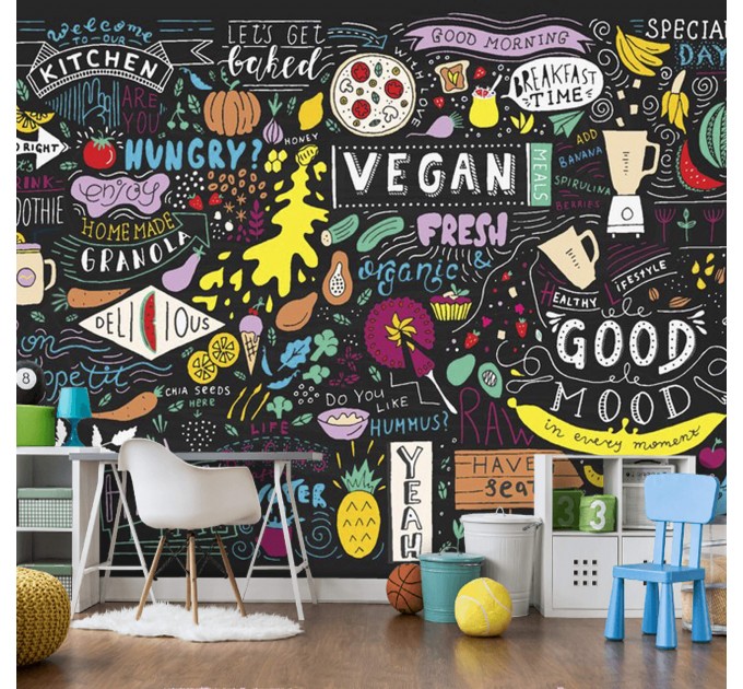 Kitchen wall mural, Food wallpaper