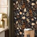 Dark brown botanical wallpaper leaves and herbs
