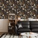 Dark brown botanical wallpaper leaves and herbs