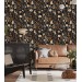 Dark brown botanical wallpaper leaves and herbs