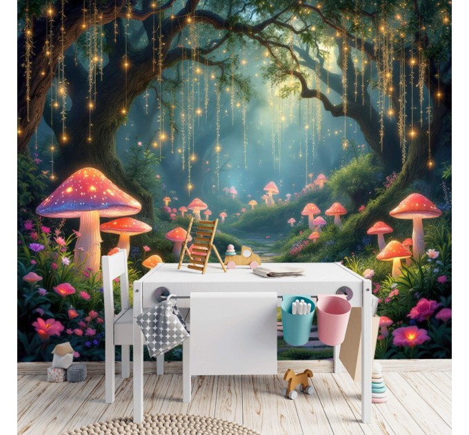 Fairy forest wallpaper Mushroom wonderland wall mural