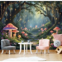 Fairy forest wallpaper Mushroom wonderland wall mural