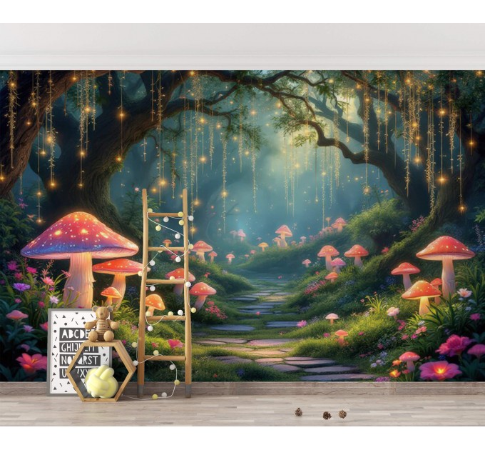 Fairy forest wallpaper Mushroom wonderland wall mural