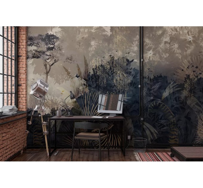 Moody tropical wallpaper Abstract palm leaves wall mural