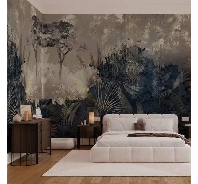 Moody tropical wallpaper Abstract palm leaves wall mural