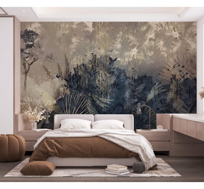 Moody tropical wallpaper Abstract palm leaves wall mural