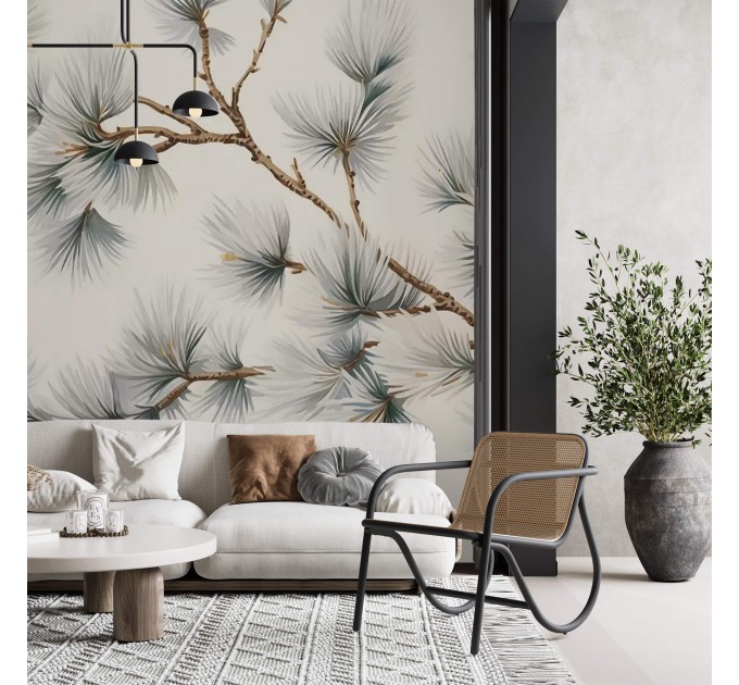 Pine branch botanical wall mural Woodland wallpaper